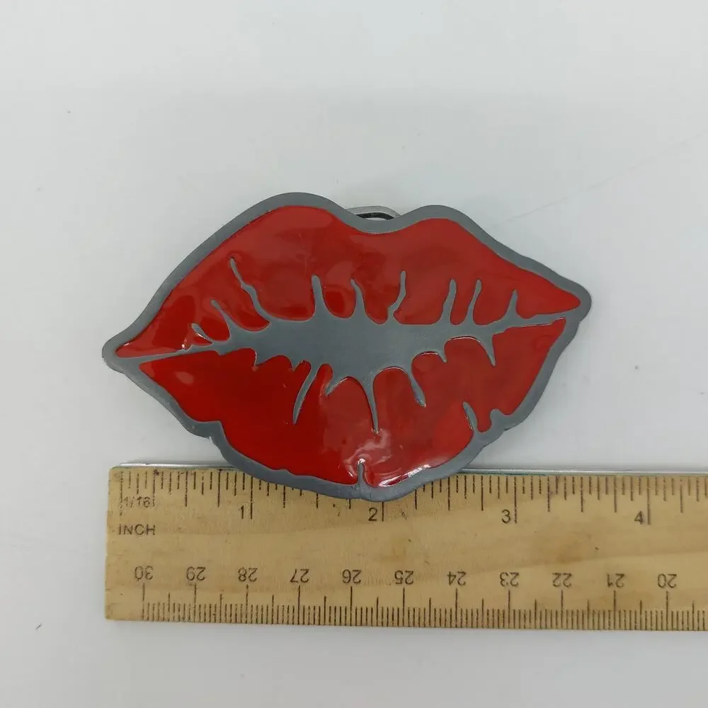 Red Lips Kiss Valentines Love Romantic Belt Buckle Makeup